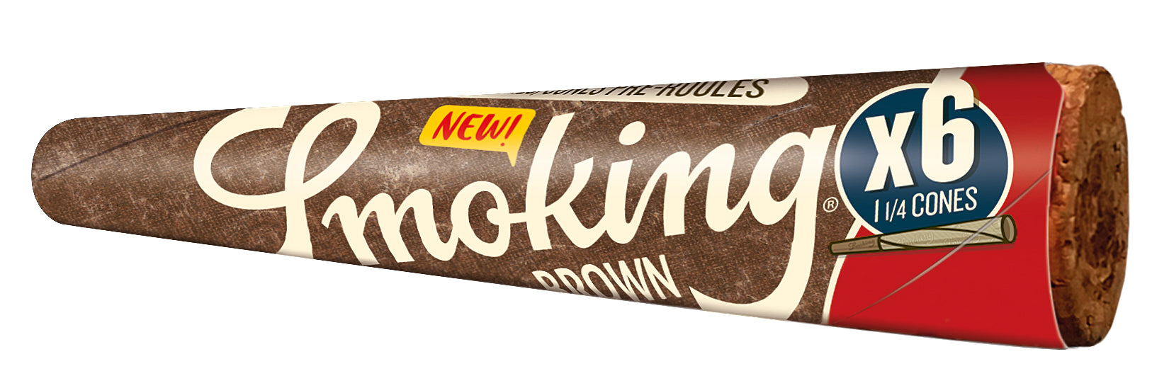 SMOKING® CONES BROWN 1 1/4 (MEDIUM SIZE) X6