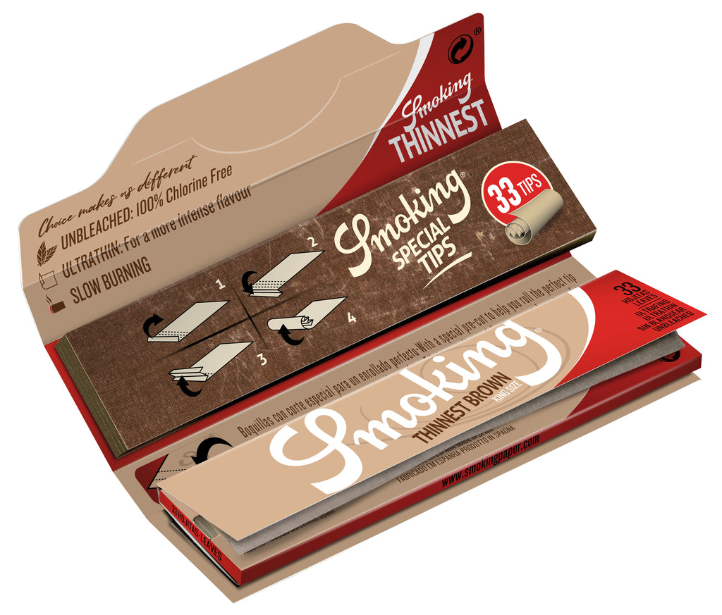SMOKING® ROLLING PAPERS + TIPS THINNEST BROWN KING SIZE