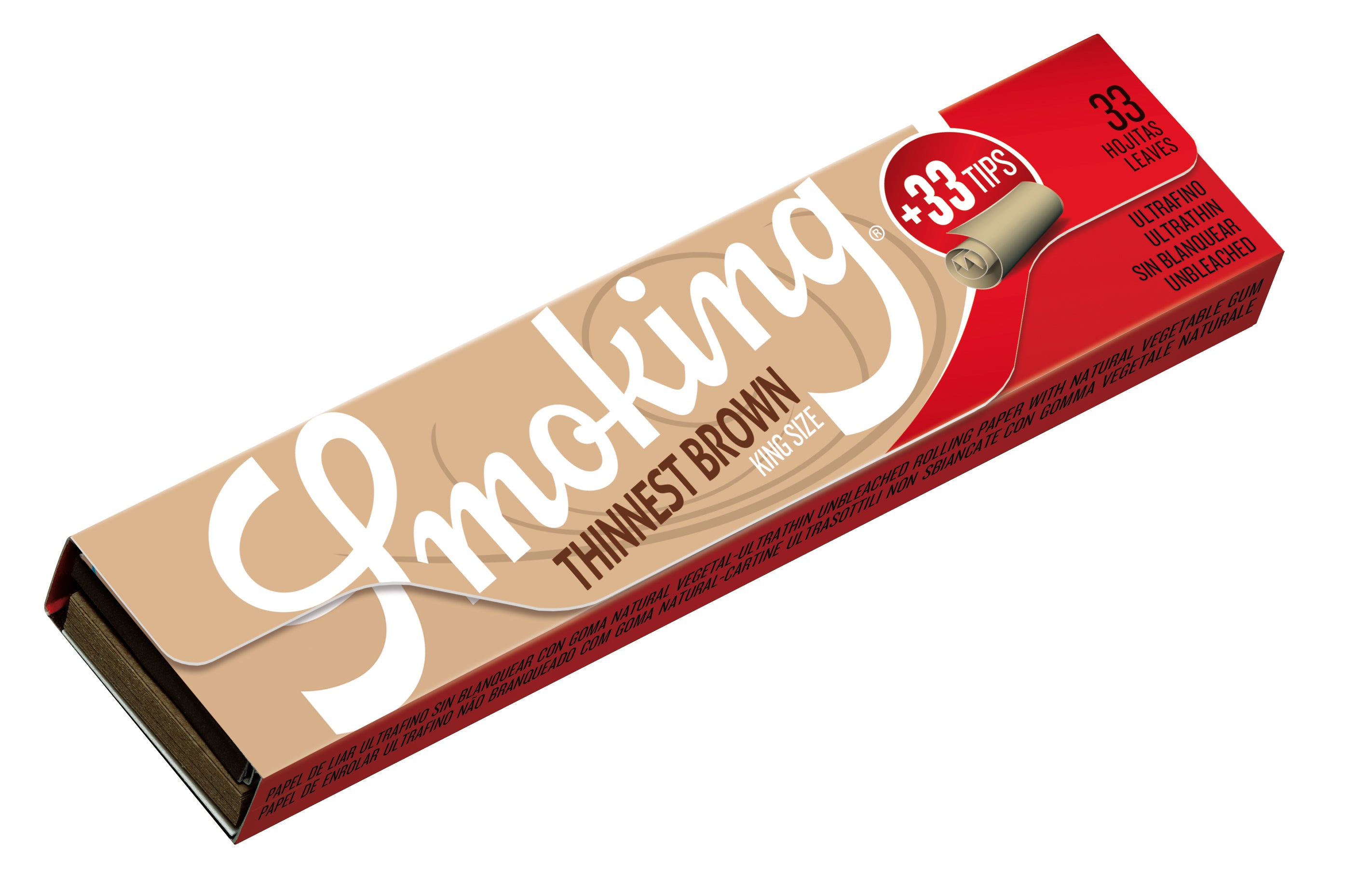 SMOKING® ROLLING PAPERS + TIPS THINNEST BROWN KING SIZE